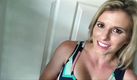 Busty mature woman excites her husband for sex and gets sperm in her pussy