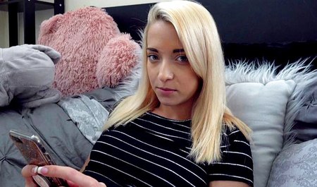 Caught my blonde neighbor in the morning and had sex with her