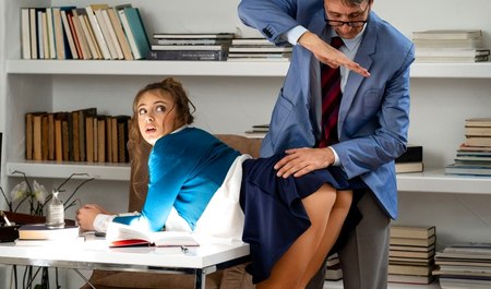 Beautiful local college student has great sex with her teacher in the classroom