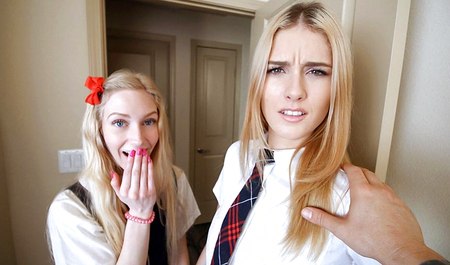 Stepdad fucks two young sweet stepdaughters in a gangbang