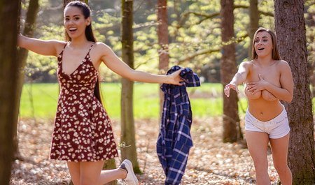 Two young girls went into the grove to pick berries and returned to have lesbian sex