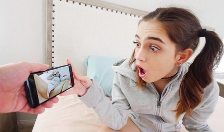 Bro Filmed Step Sister Jerking Off and Blackmailed Cutie Into Sex