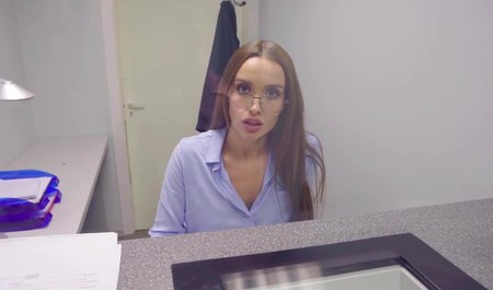 Sberbank cashier sucks client's dick for a percentage of the amount received