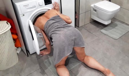 Wife Gets Her Head Stuck in Washing Machine and Loses Her Anal Virginity