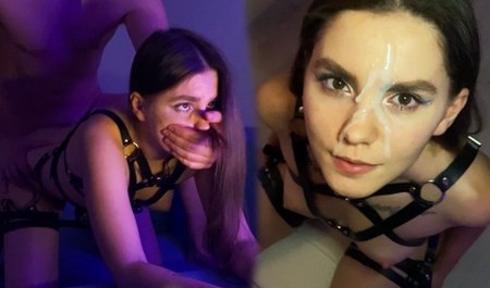 Modest girlfriend dressed up in BDSM and seduced her friend into homemade porn