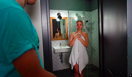 I spied on my stepsister in the shower and fucked her right there