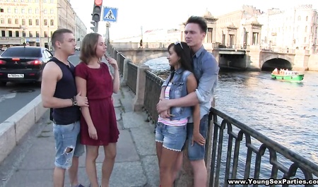 Two pairs of students have a group sex