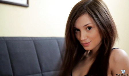 Redhead clerk masturbates shaved pussy in boss's reception area