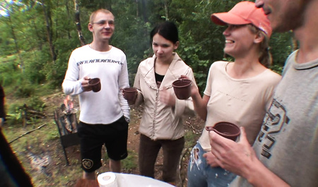 Samara University students fuck in all holes during a picnic beyond the Volga